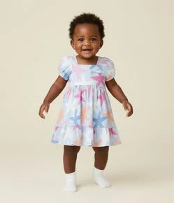 Vestido Infantil com Estampa de Estrelas - Tam 0 a 18 meses