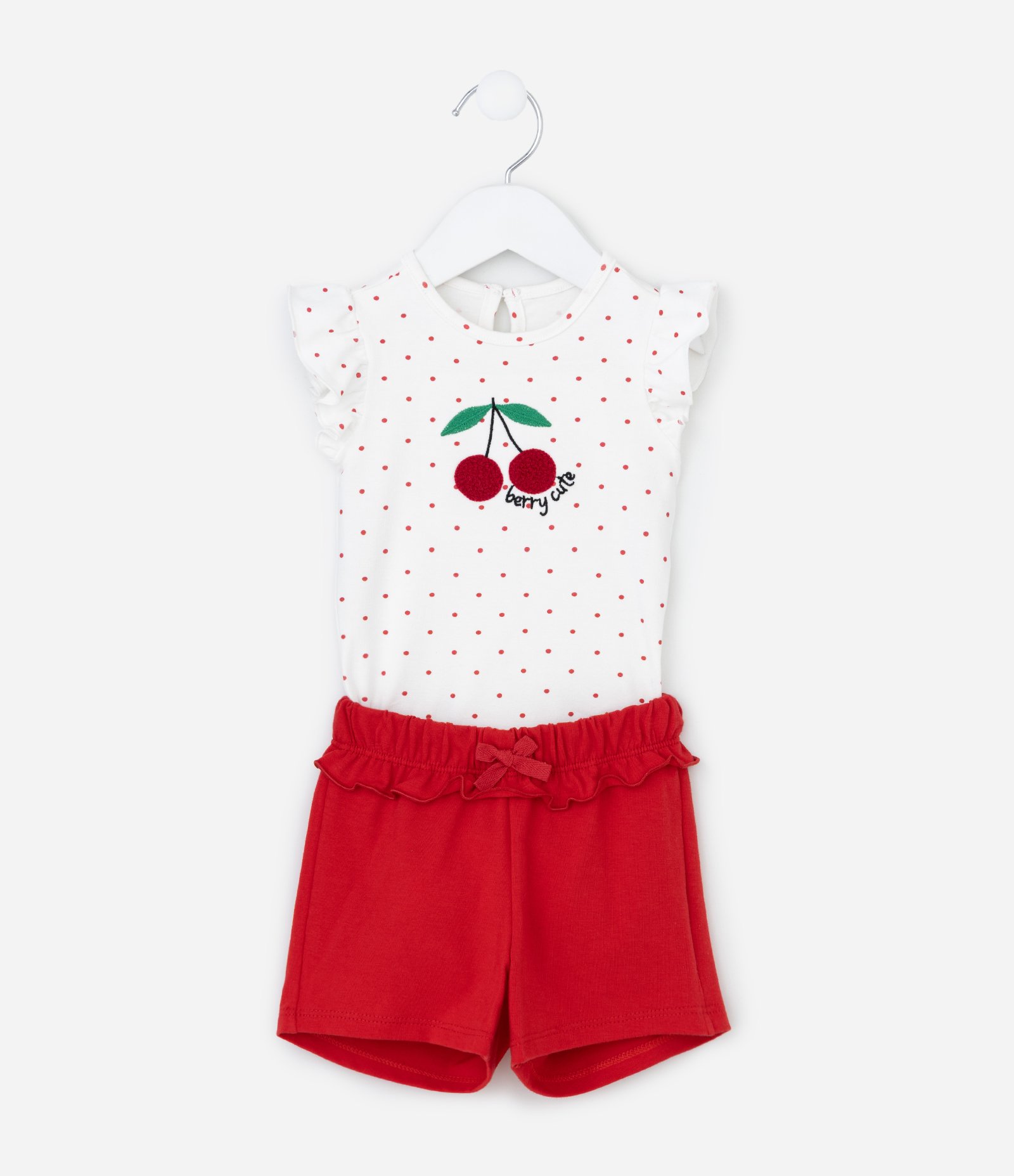 Conjunto Infantil com Estampa de Cereja - Tam 0 a 18 Meses Vermelho 1