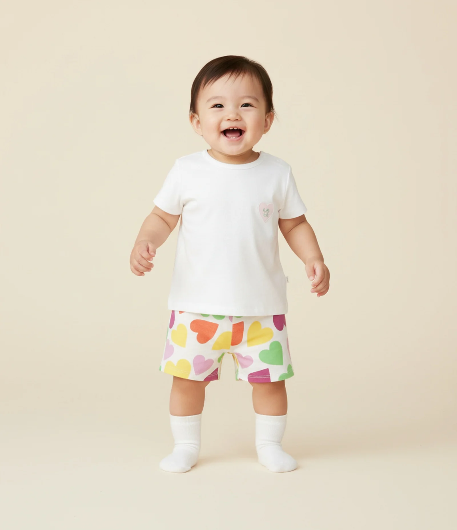 Conjunto Infantil com Estampa de Corações - Tam 0 a 18 Meses Multicores 1