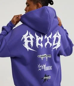 Casaco em Moletom com Felpa Aberto Com Ziper  e Estampa Lettering Viper Chaos