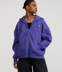 Casaco em Moletom com Felpa Aberto Com Ziper  e Estampa Lettering Viper Chaos