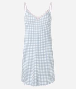 Camisola em Viscolycra com Alcinha e Estampa Xadrez Vichy