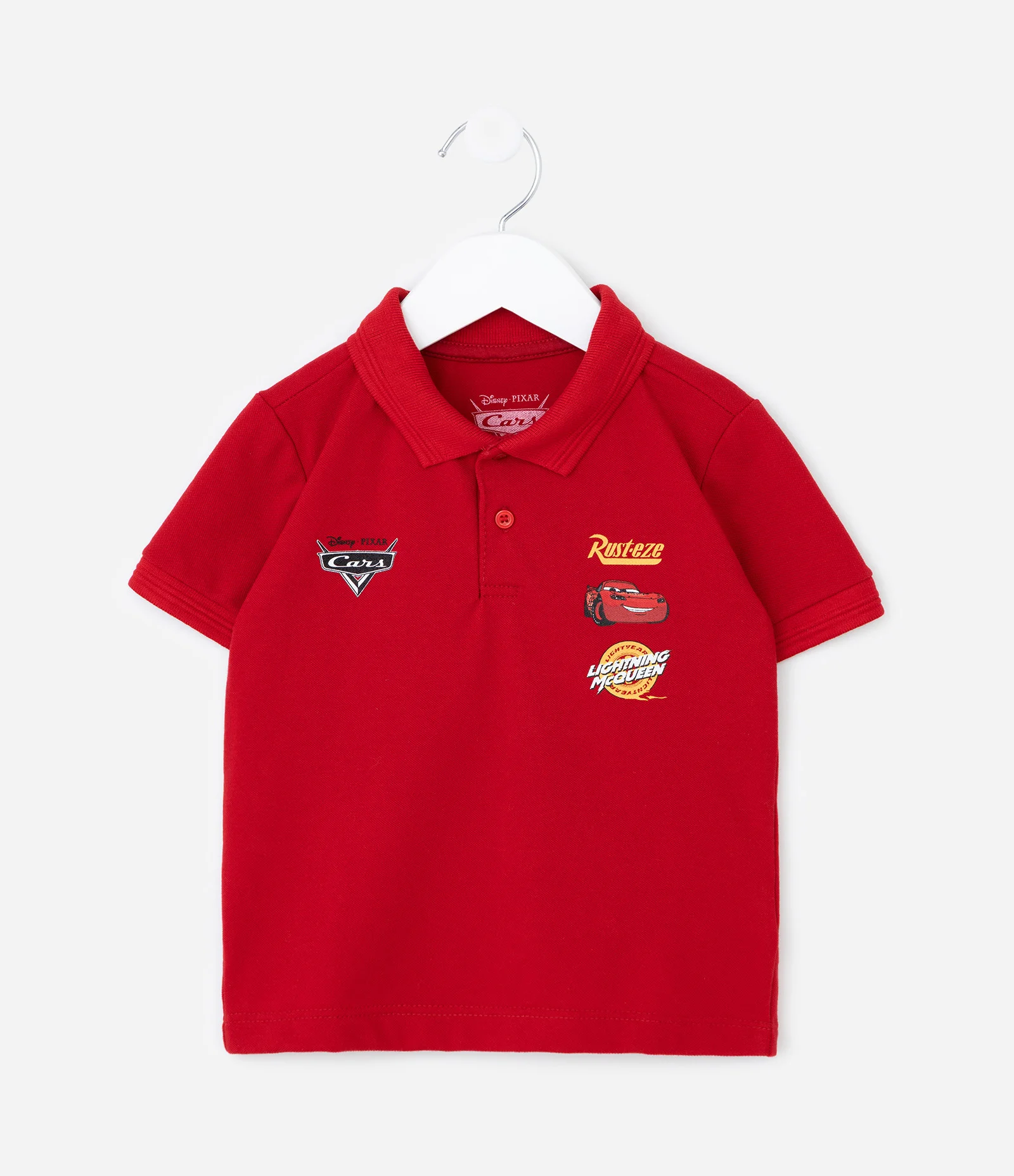 Camiseta Polo em Piquet com Estampa Carros - Tam 2 A 6 Anos Vermelho 1