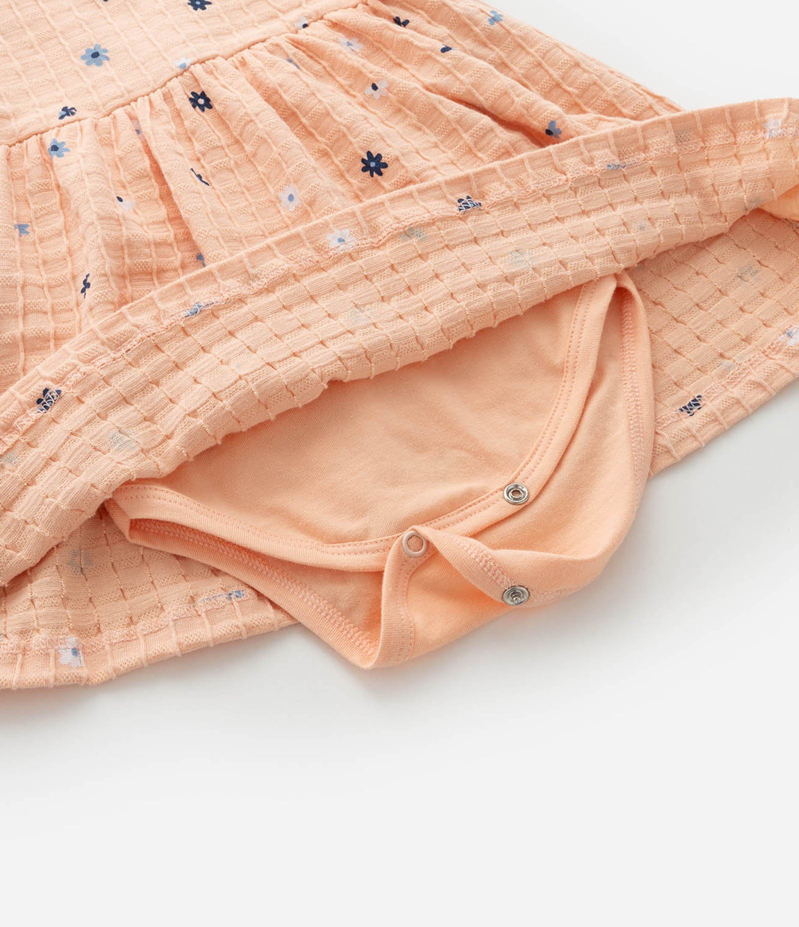 Vestido Body Infantil com Estampa Floral e Texturizado - Tam 0 a 18 Meses Laranja 9