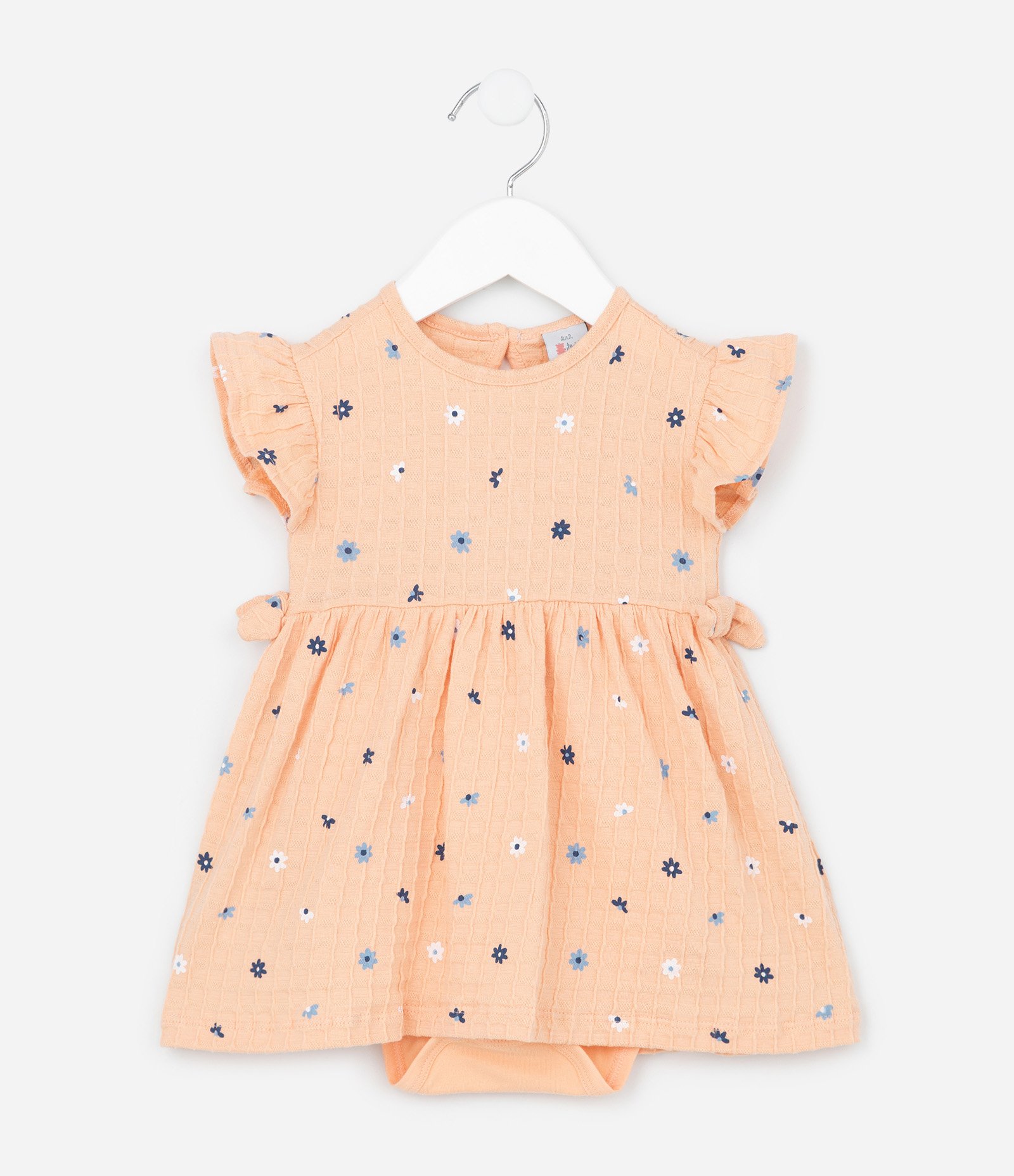 Vestido Body Infantil com Estampa Floral e Texturizado - Tam 0 a 18 Meses Laranja 2