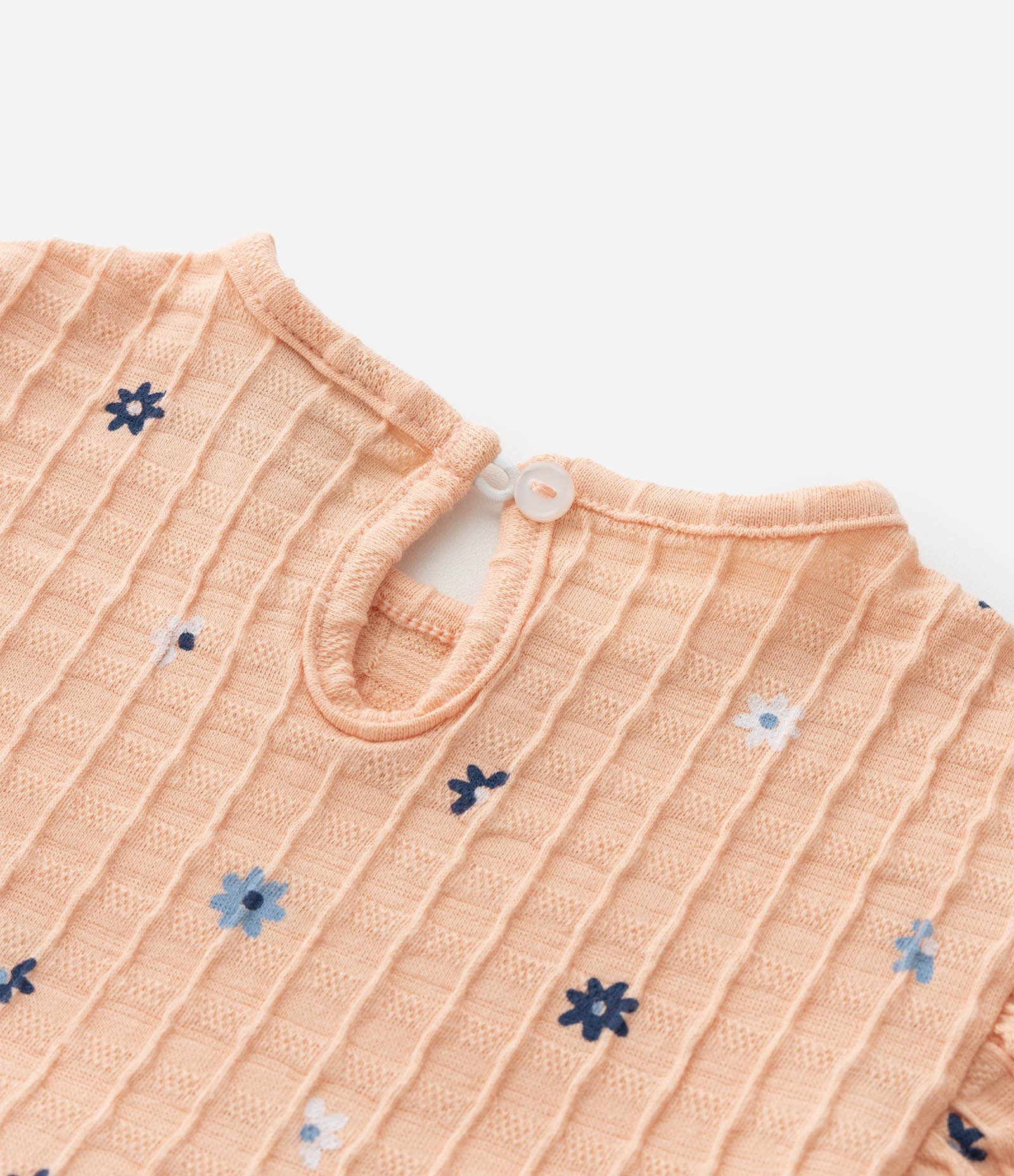 Vestido Body Infantil com Estampa Floral e Texturizado - Tam 0 a 18 Meses Laranja 5