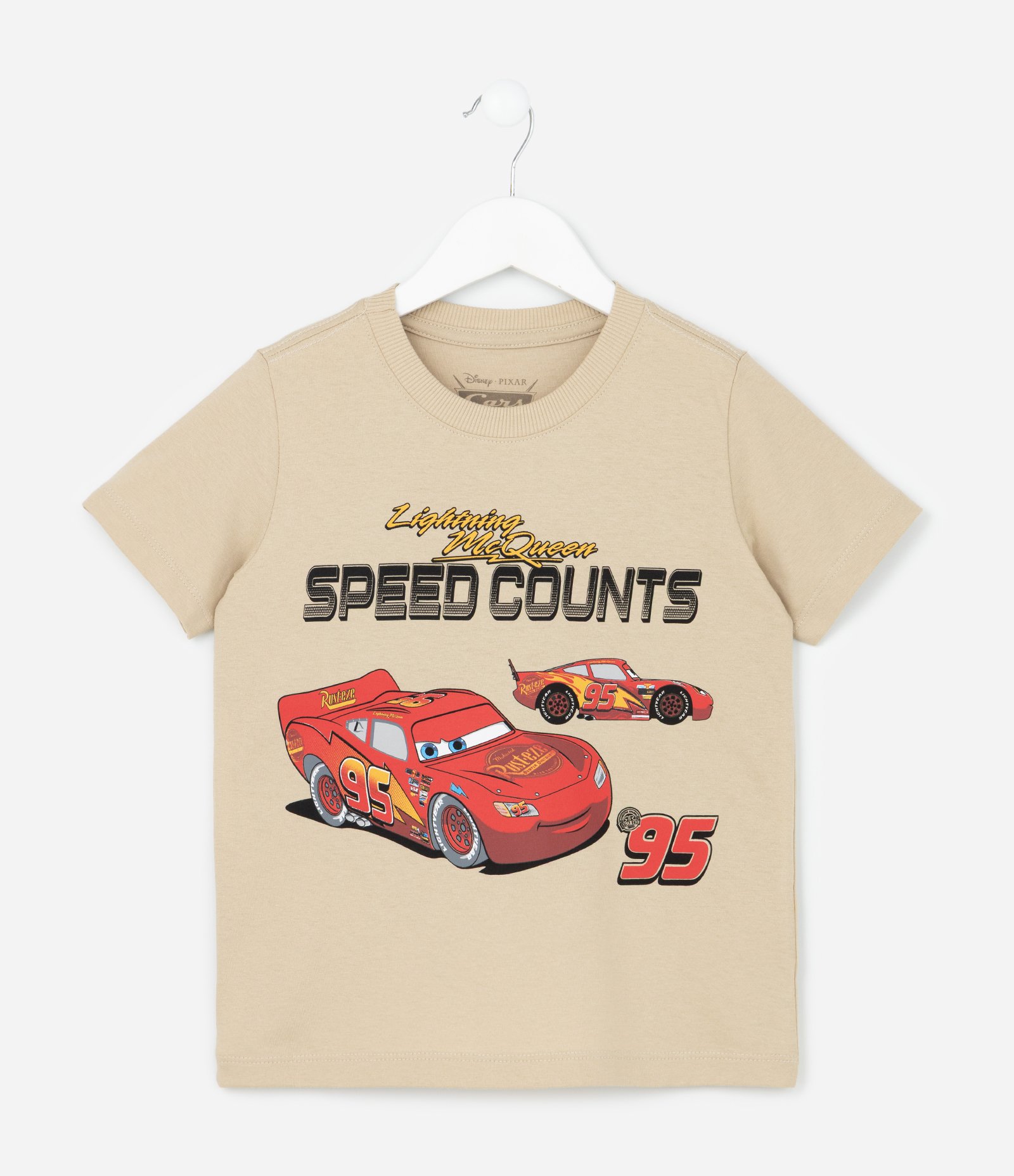 Camiseta Infantil com Estampa do Carros - Tam 2 a 8 Anos Bege 1