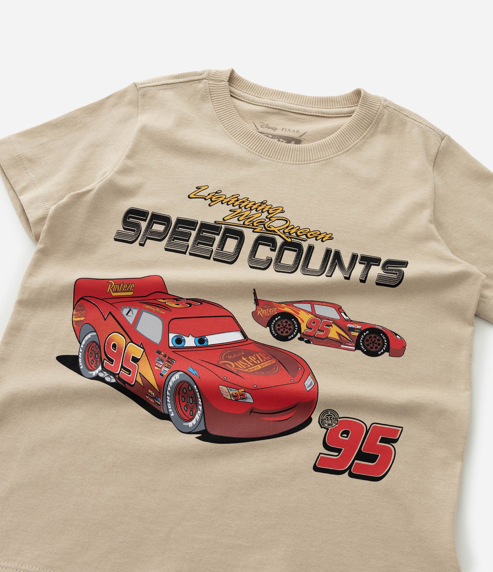 Camiseta Infantil com Estampa do Carros - Tam 2 a 8 Anos Bege 5
