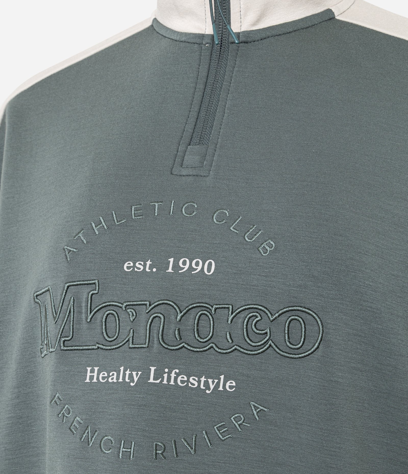 Blusão Esportivo Gola Alta com Zíper e Estampa Central Cinza 2