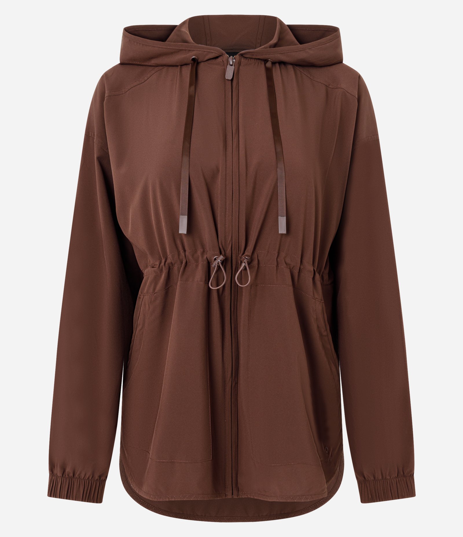 Jaqueta Parka Tecnológica com Capuz e Cintura Ajustável Marrom 5