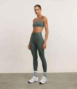 Calça Legging Cós Alto com Viés Sobreposto