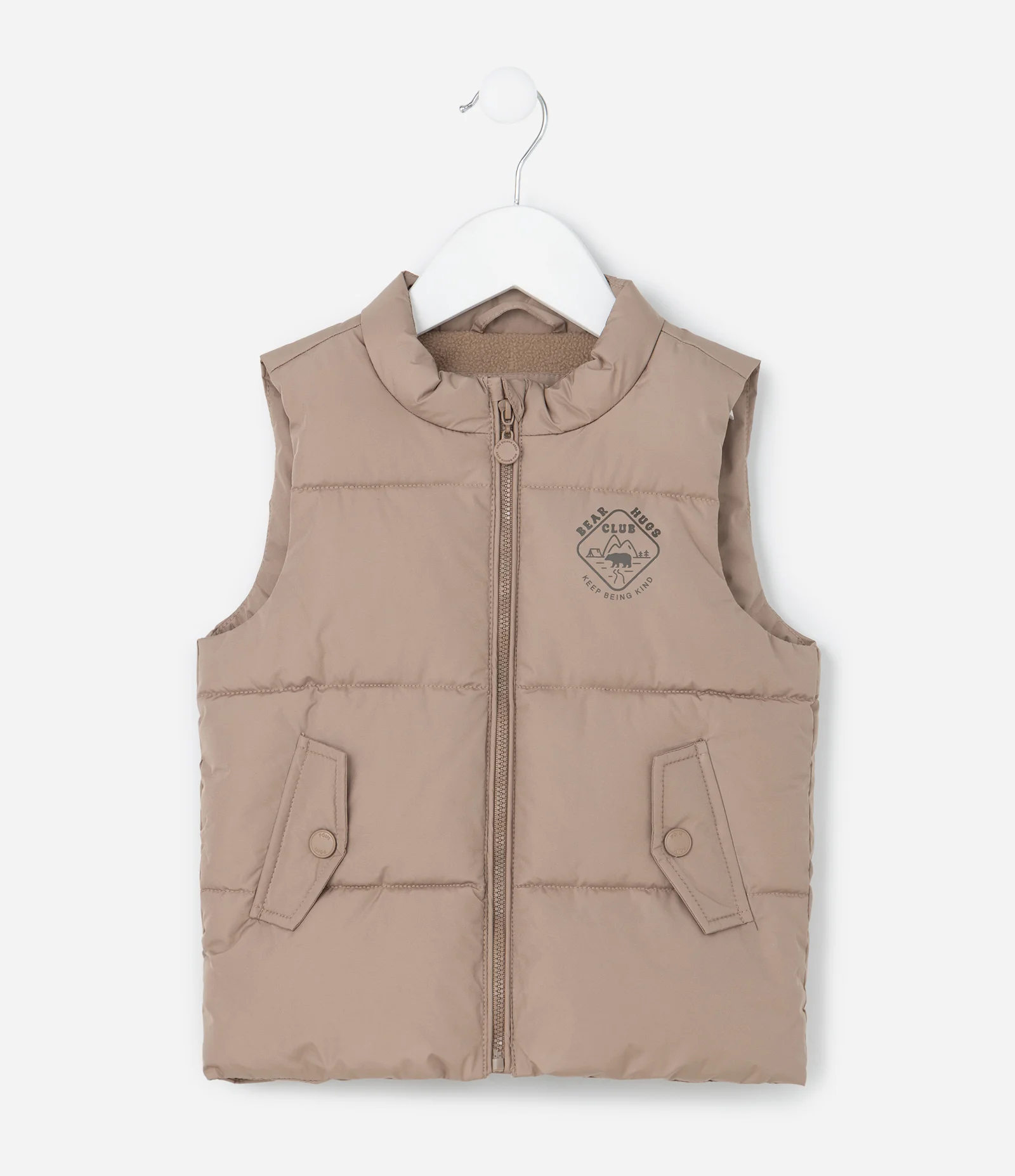 Colete Puffer Infantil com Bolsos de Lapela – Tam 1 a 6 Anos Bege 2