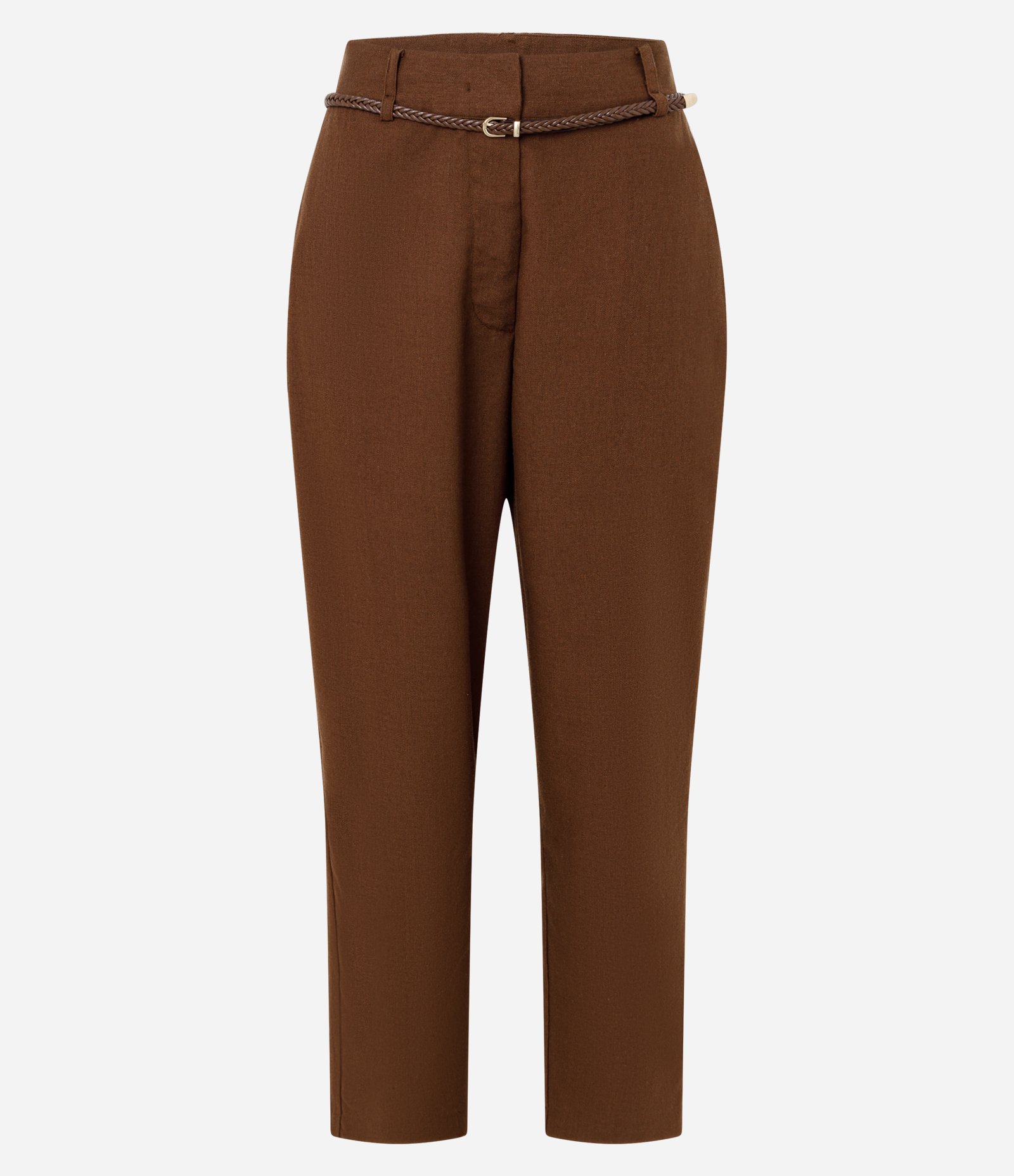 Calça Cenoura em Viscolinho com Cinto Marrom 5