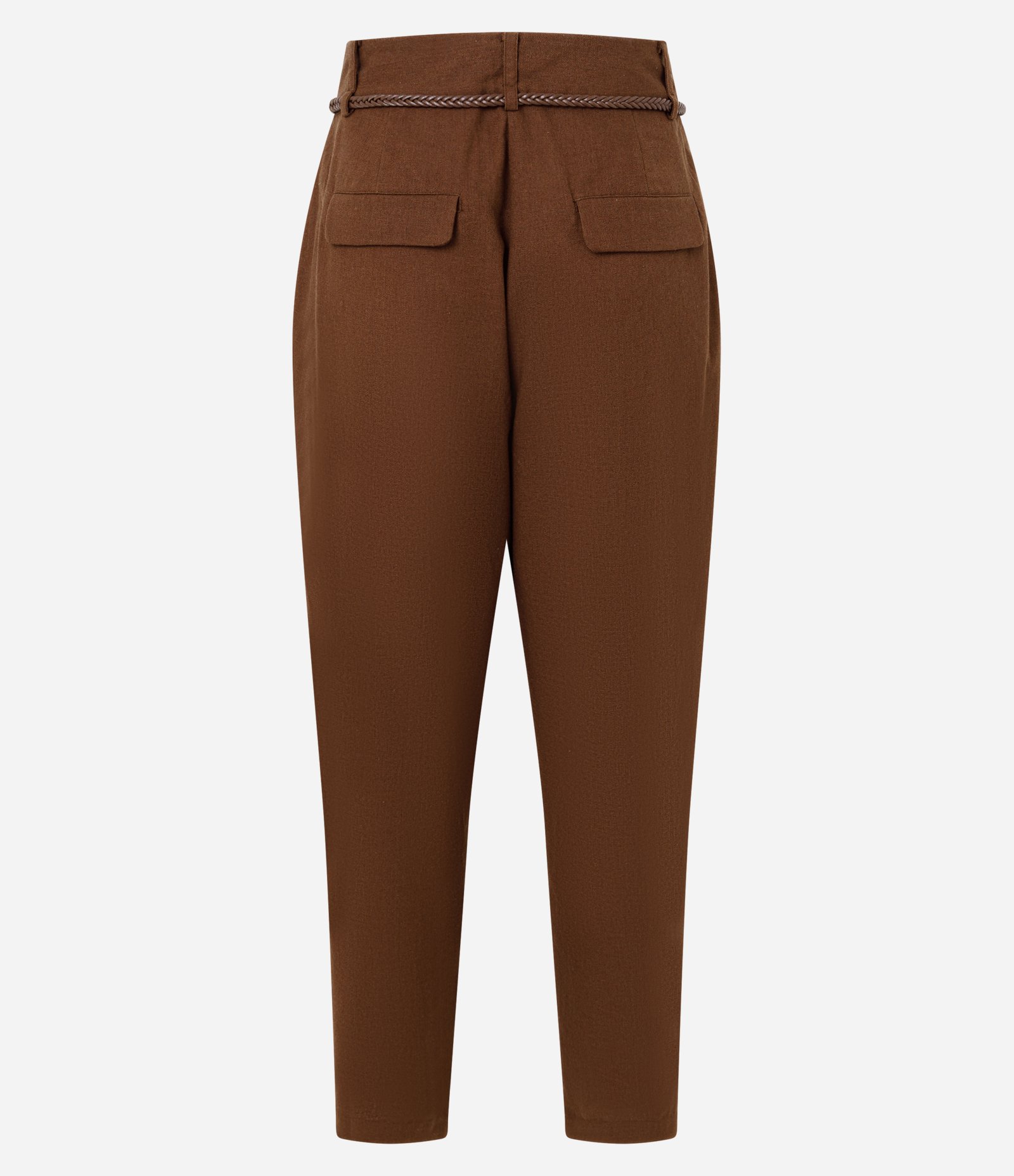Calça Cenoura em Viscolinho com Cinto Marrom 6