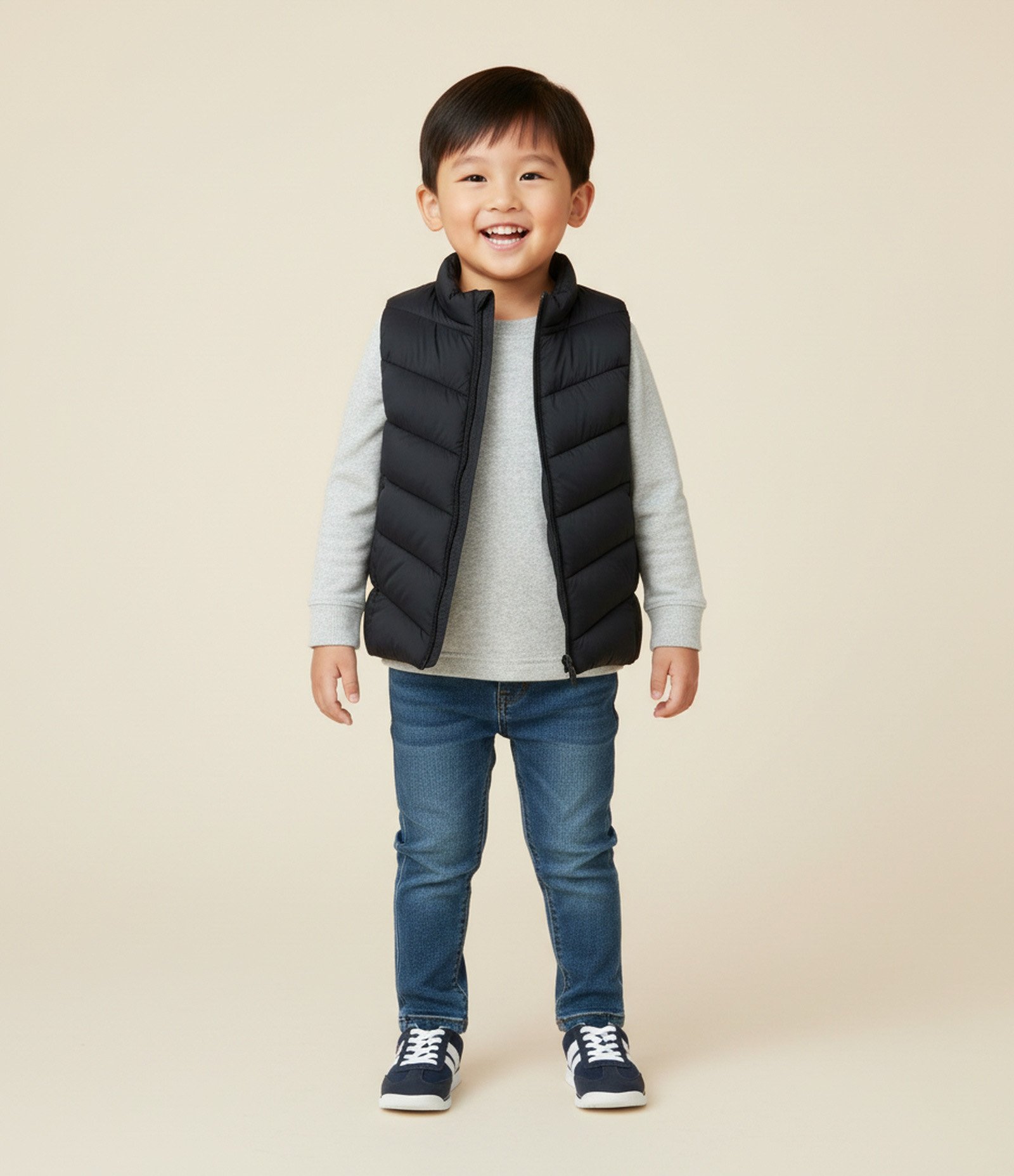 Colete Básico Infantil em Microfibra  com Gola Alta - Tam 1 A 4 Anos Preto 1