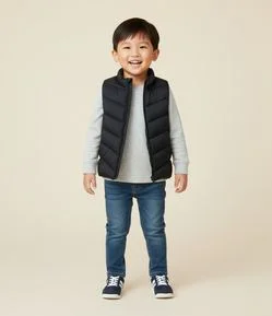 Colete Básico Infantil em Microfibra  com Gola Alta - Tam 1 A 4 Anos