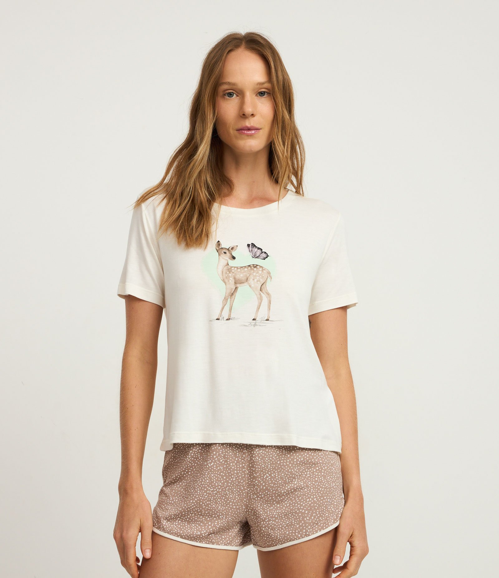 Pijama Short Doll com Estampa Poá Branco/Rosa 1