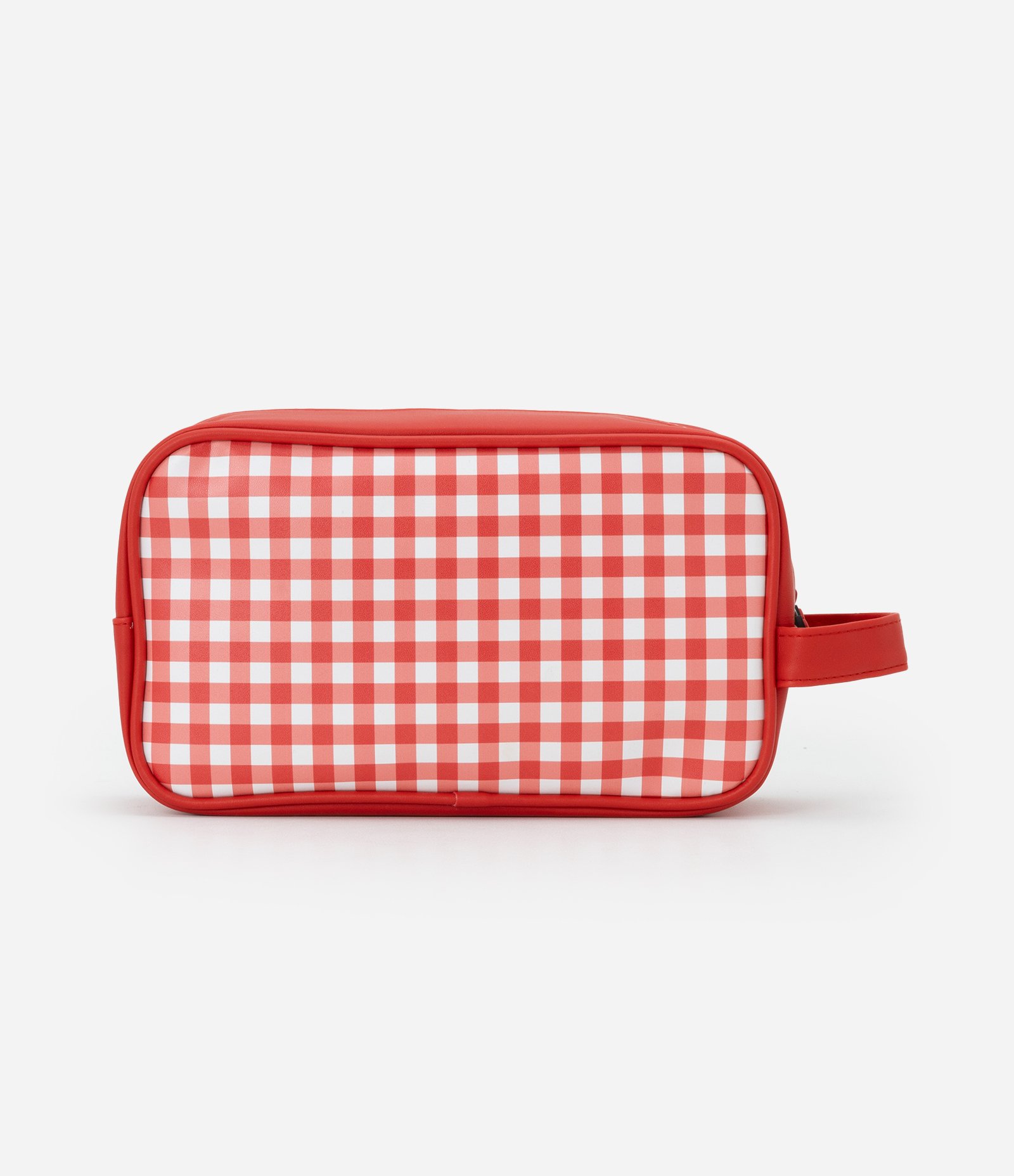 Nécessaire Grande em PU com Estampa Xadrez Hello Kitty Vermelho 3