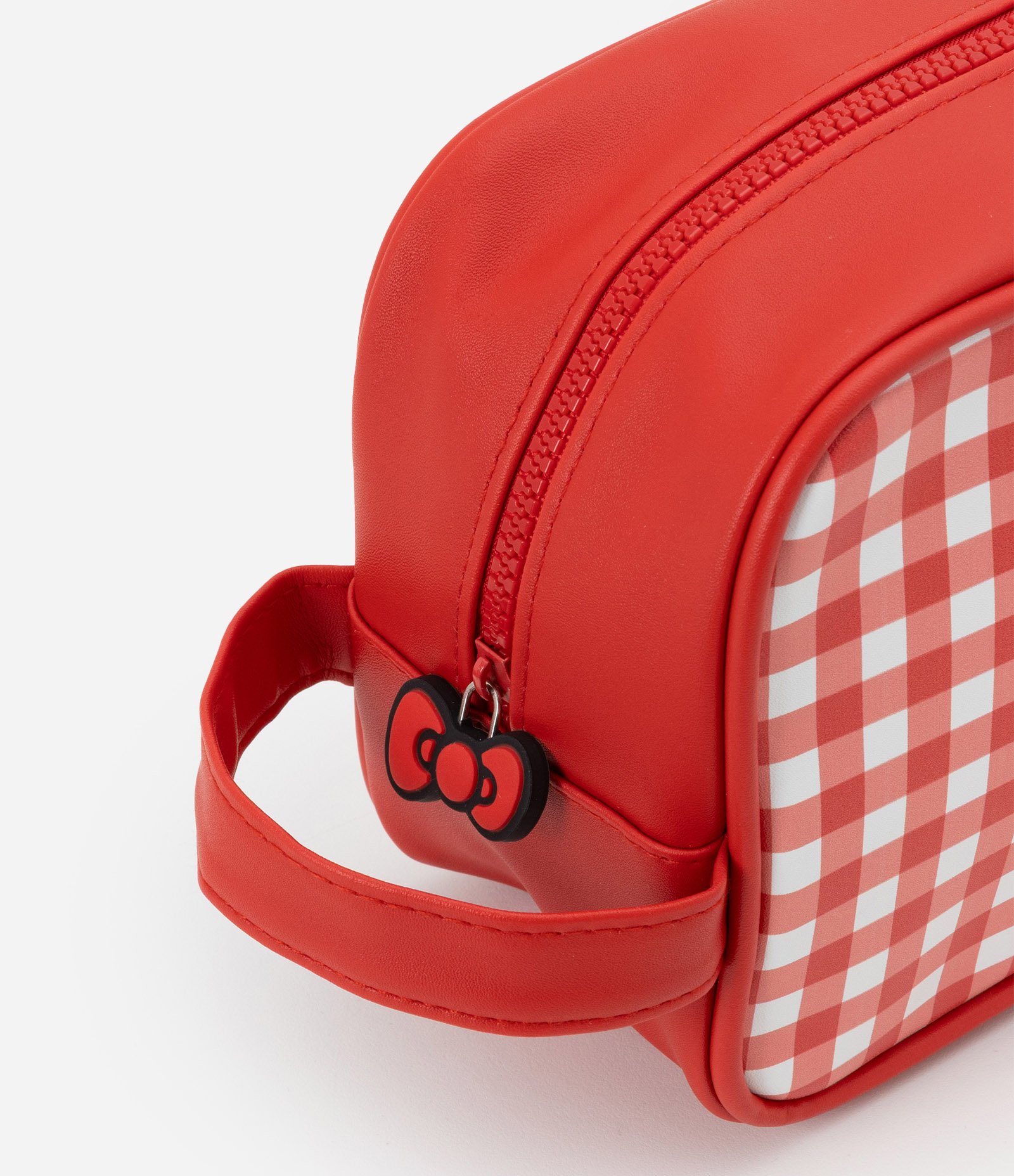 Nécessaire Grande em PU com Estampa Xadrez Hello Kitty Vermelho 6