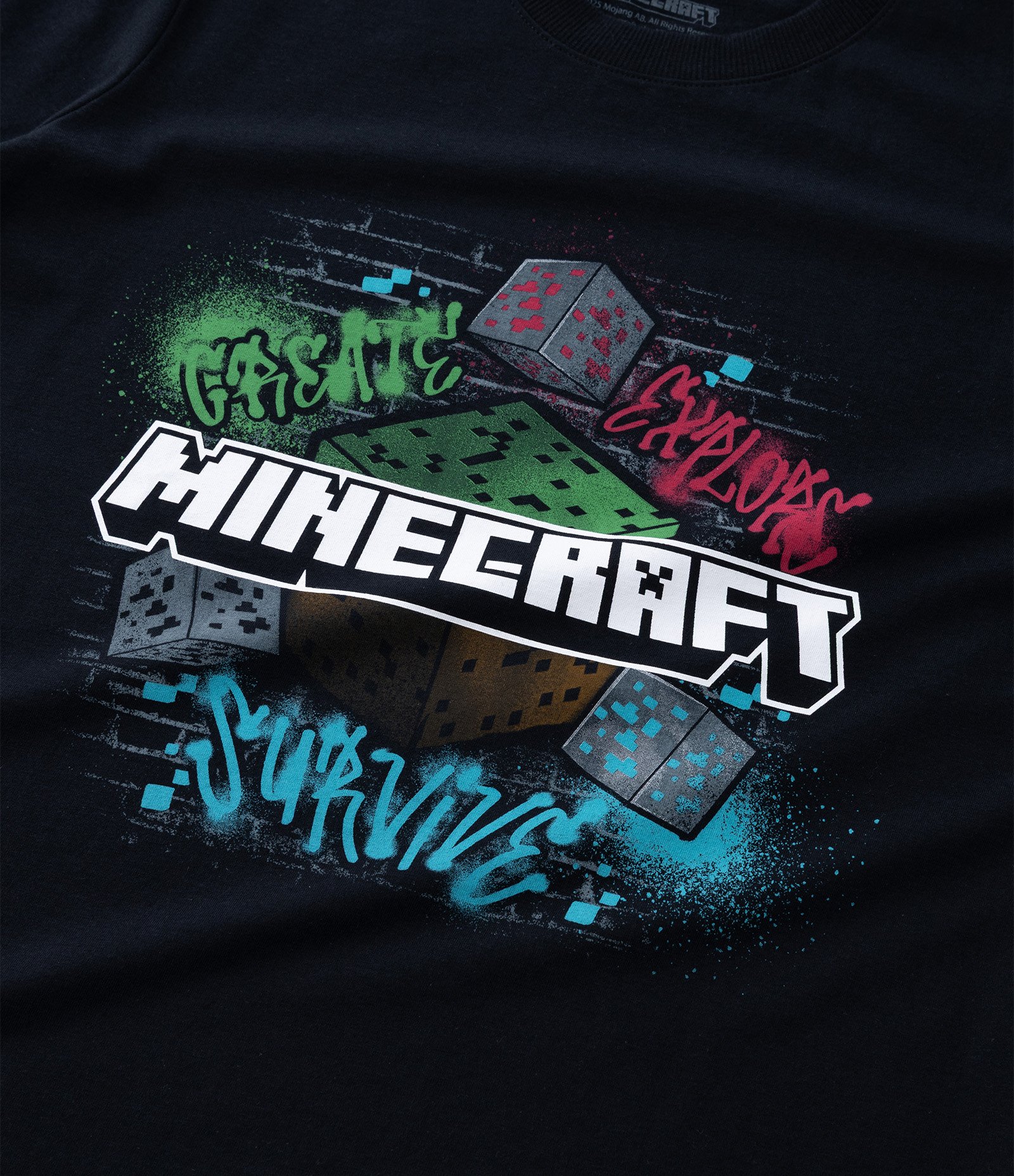 Camiseta Infantil com Estampa Minecraft - Tam 5 a 14  Anos Preto 6
