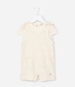 Conjunto Infantil em Cotton com Estampa de Flores - Tam 0 a 18 Meses