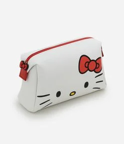 Nécessaire Grande em PU com Estampa Hello Kitty com Laço