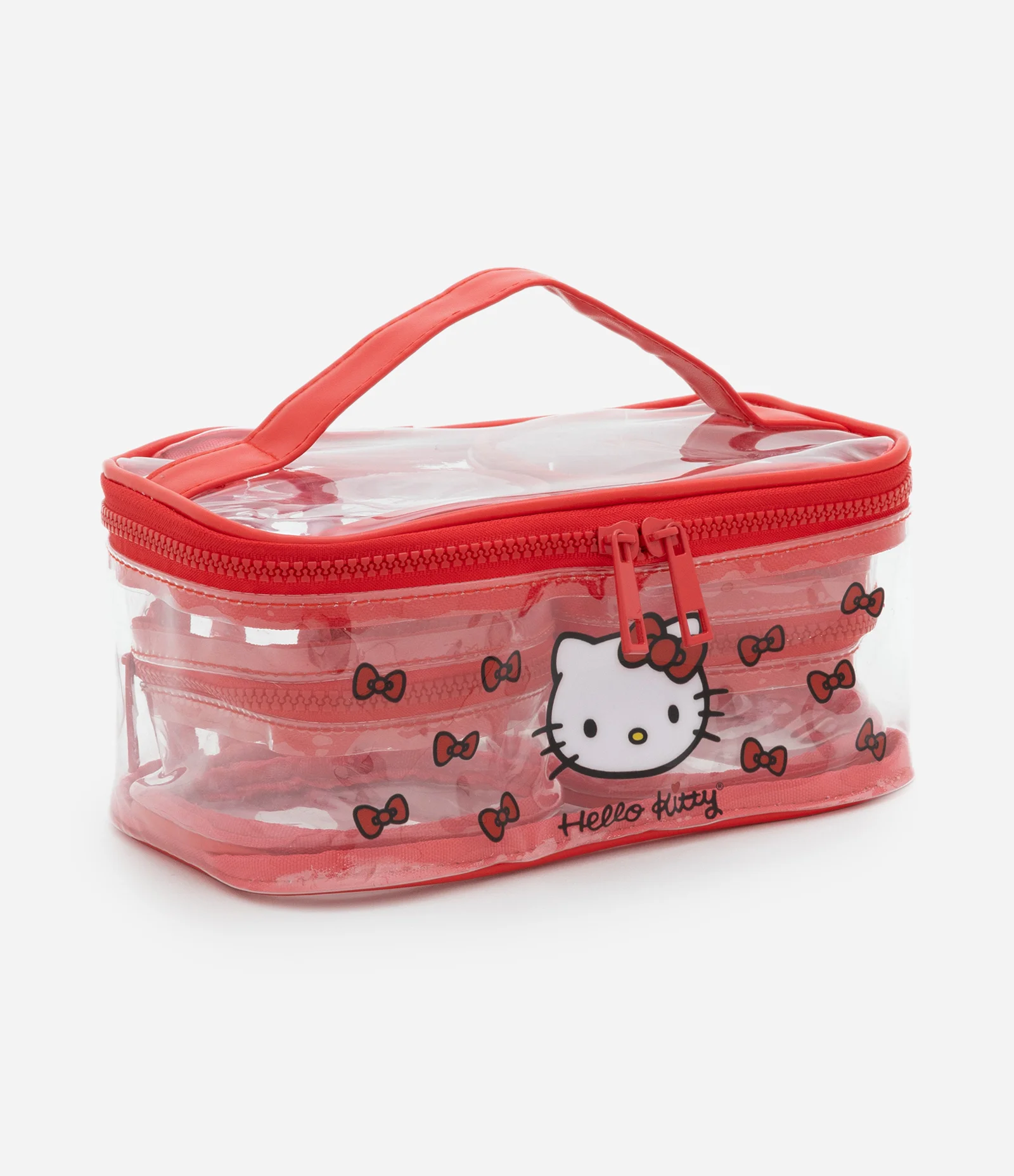 Kit 03 Nécessaires Transparentes com Estampa Hello Kitty Vermelho 1