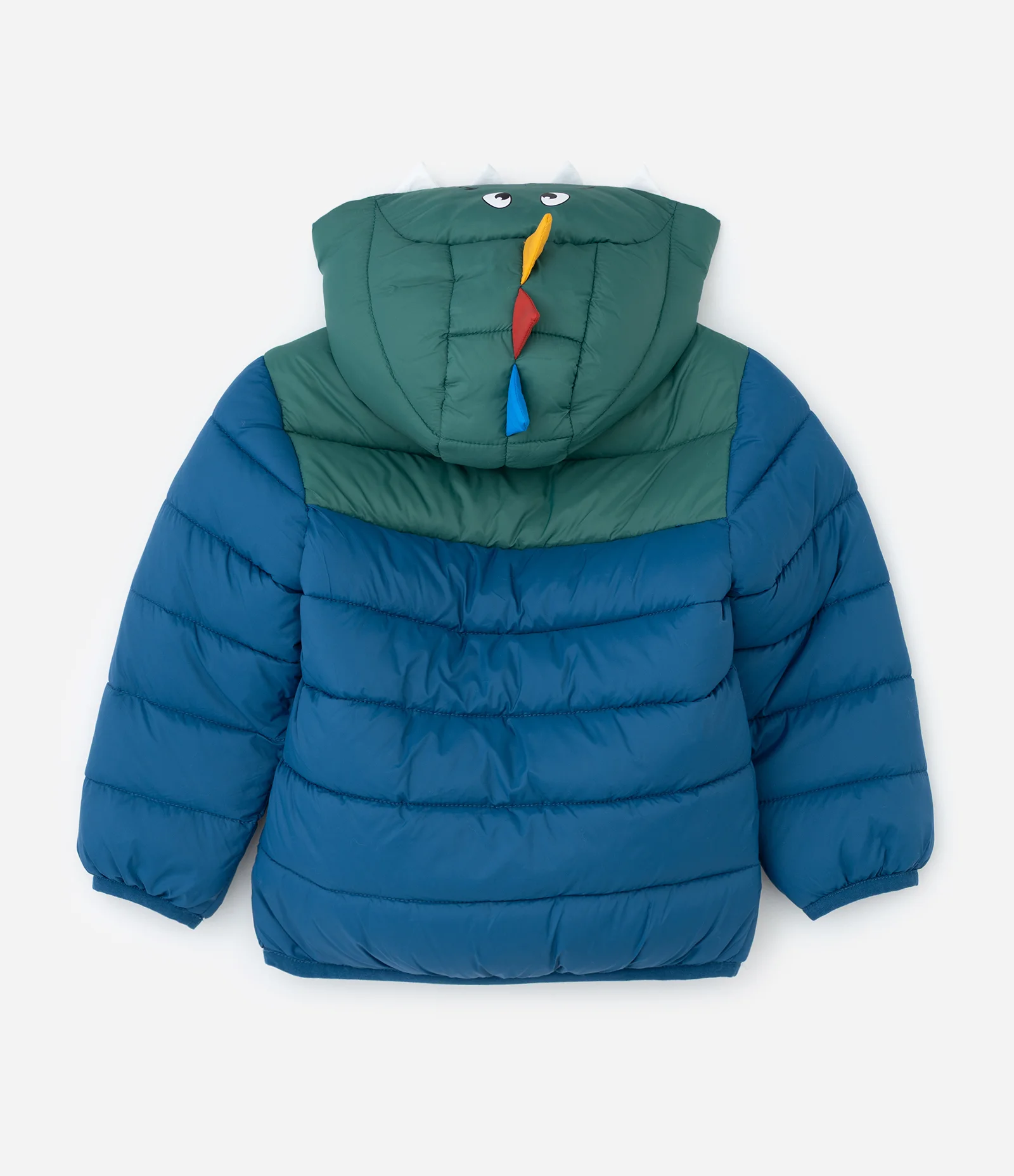 Jaqueta Infantil Puffer com Capuz de Dinossauro – Tam 1 a 6 Anos Azul/Verde 2