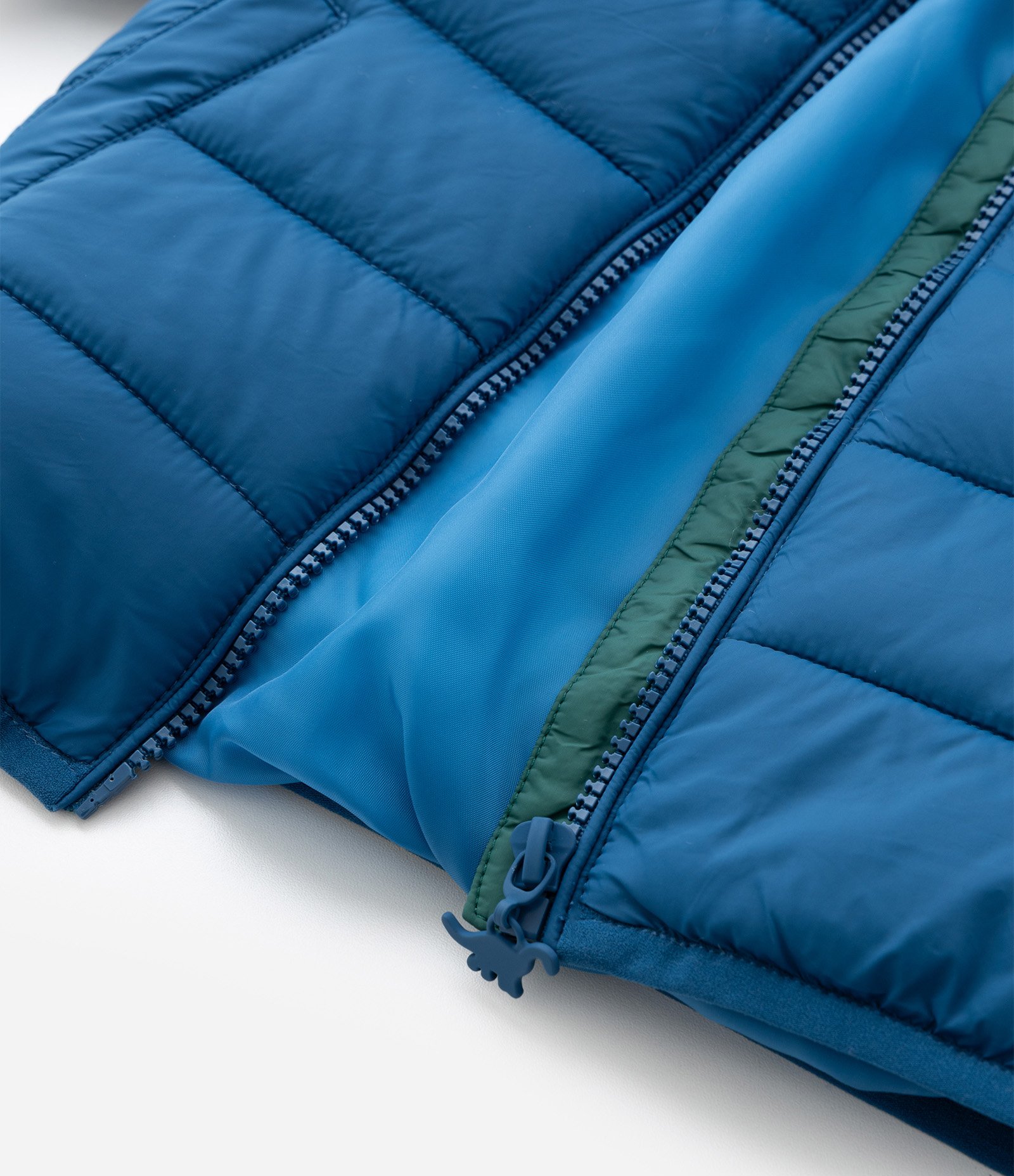 Jaqueta Infantil Puffer com Capuz de Dinossauro – Tam 1 a 6 Anos Azul/Verde 3