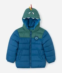 Jaqueta Infantil Puffer com Capuz de Dinossauro – Tam 1 a 6 Anos
