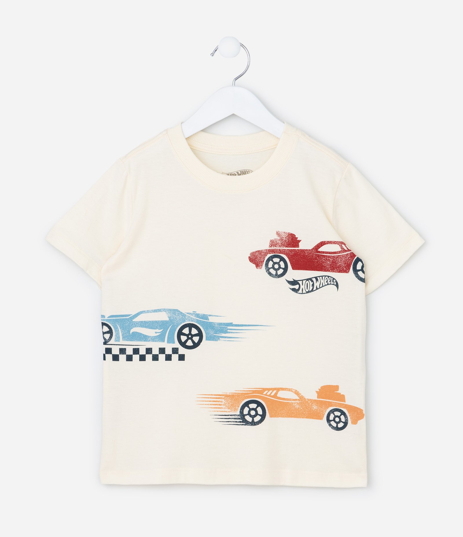 Camiseta Infantil com Estampa Carros Hot Wheels - Tam 3 a 8 Anos Off White 1