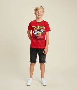 Camiseta Infantil com Estampa Hot Wheels - Tam 4 a 10 Anos