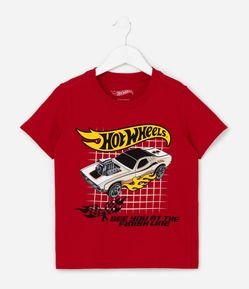 Camiseta Infantil com Estampa Hot Wheels - Tam 4 a 10 Anos