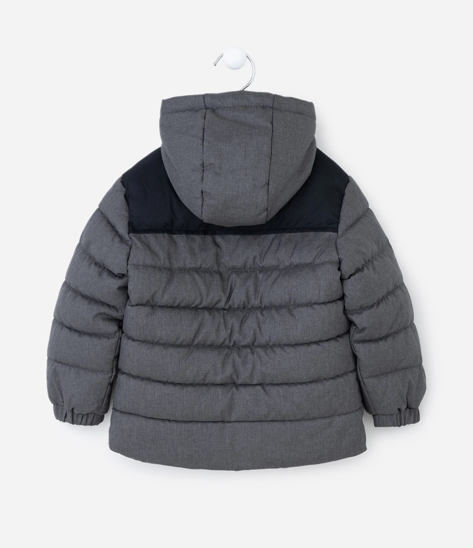 Jaqueta Infantil com Capuz e Recorte Texturizado – Tam 1 a 4 Anos Cinza 2