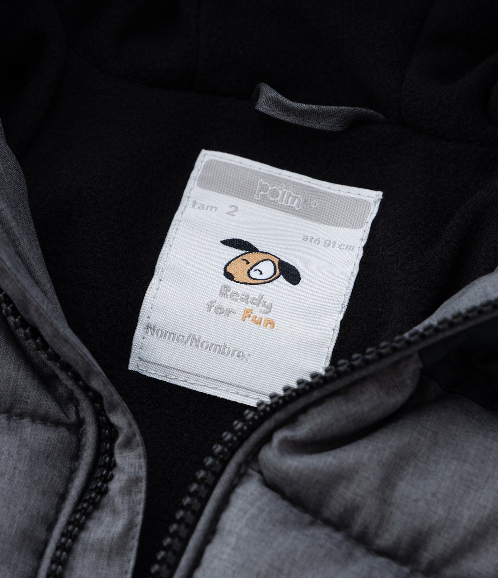 Jaqueta Infantil com Capuz e Recorte Texturizado – Tam 1 a 4 Anos Cinza 7