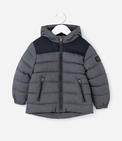 Jaqueta Infantil com Capuz e Recorte Texturizado – Tam 1 a 4 Anos