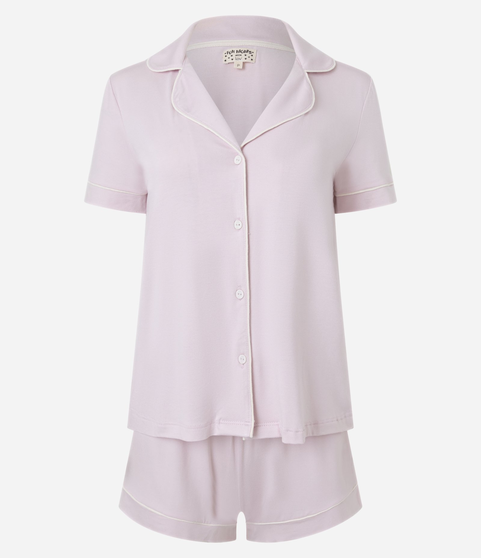 Pijama Short Doll em Viscose com Viés Contrastante Lilás 5
