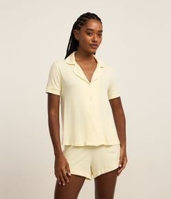 Pijama Short Doll em Viscose com Viés Contrastante