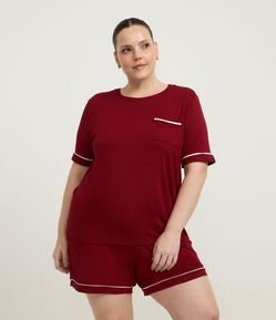 Pijama Curto em Viscose com Detalhes Contrastantes Curve & Plus Size