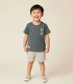 Conjunto Infantil Bluey Com Camiseta E Bermuda Listrada - Tam 2 A 6 Anos