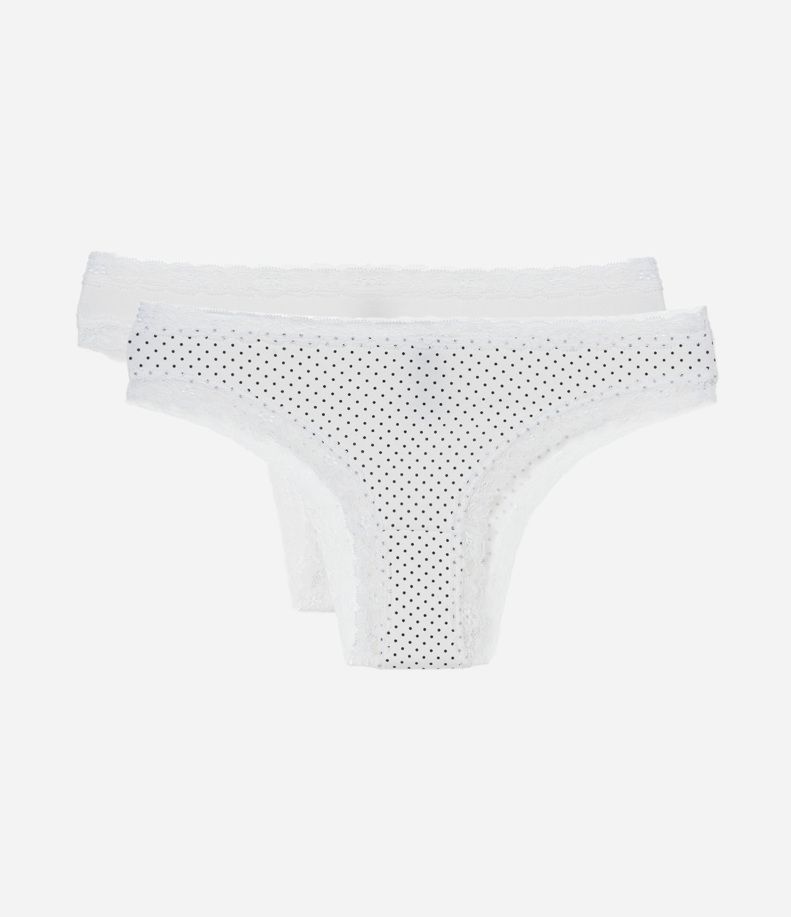 Kit 02 Calcinhas Biquíni em Cotton com Detalhe de Renda Branco 1