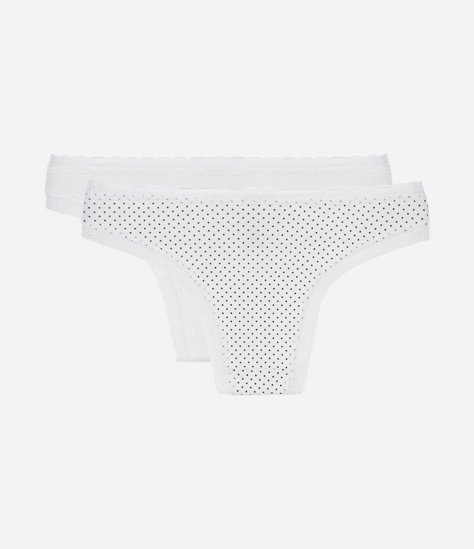 Kit 02 Calcinhas Biquíni em Cotton com Detalhe de Renda Branco 2