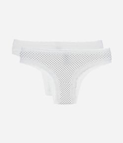 Kit 02 Calcinhas Biquíni em Cotton com Detalhe de Renda