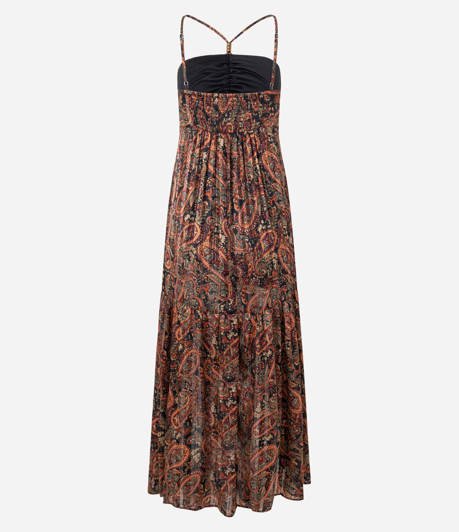 Vestido Longo Estampado com Alças Finas e Decote Halter Marrom 8