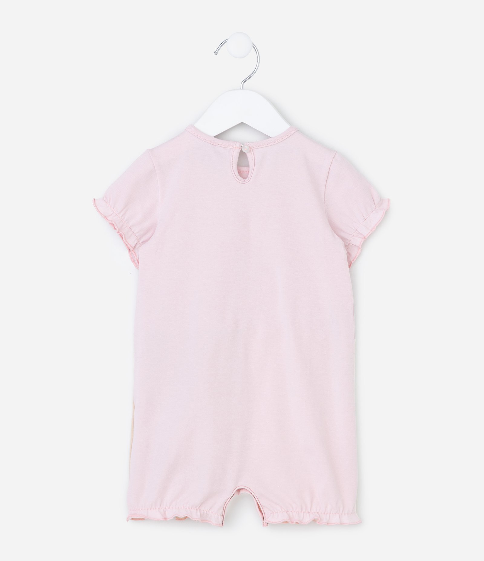 Macaquinho Infantil com Estampa de Gato e Coelho com Orelhinhas Aplicadas - Tam RN a 18 Meses Rosa 3