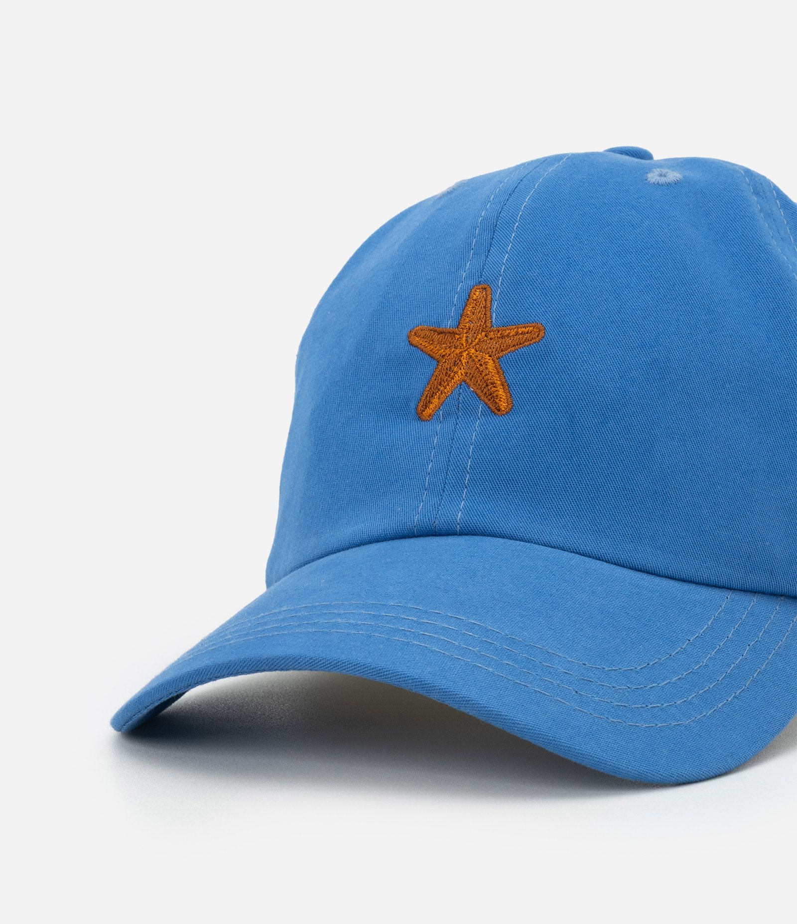 Boné Aba Curva em Sarja com Bordado Estrela do Mar Azul 3
