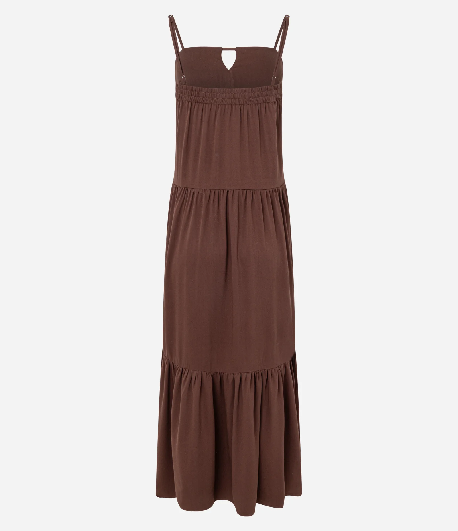 Vestido Midi em Viscose com Recorte em Gota no Decote Marrom 2