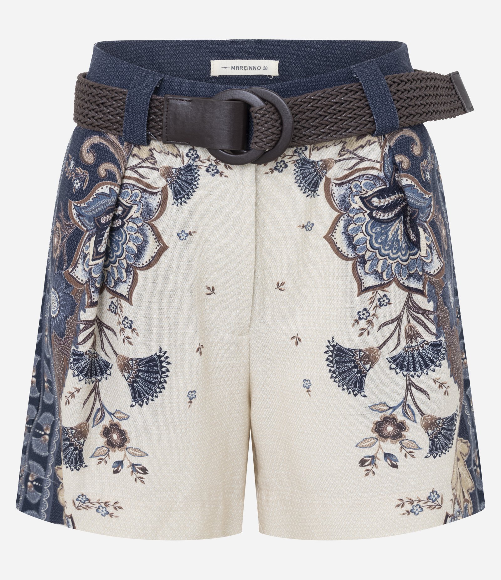 Short em Viscolinho com Estampa Floral e Cinto de Ráfia Azul 5