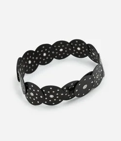 Cinto Largo com Forma de Discos com Tachinhas