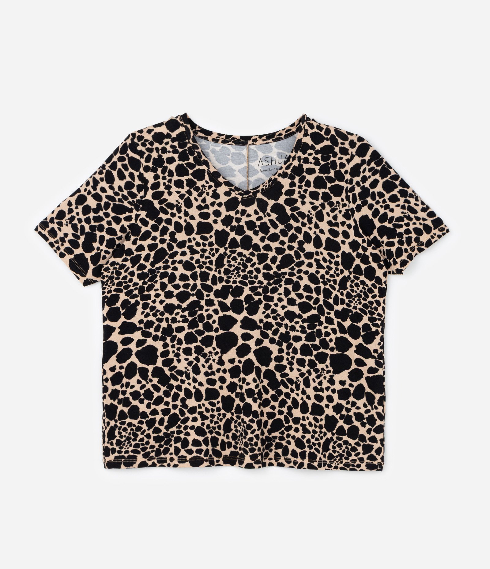 Pijama Short Doll em Viscolycra com Estampa Animal Print Onça Curve & Plus Size Marrom 2